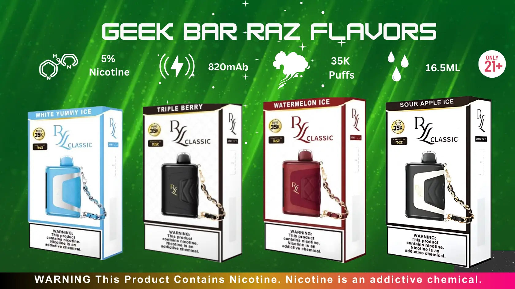 Geek Bar Raz Flavors