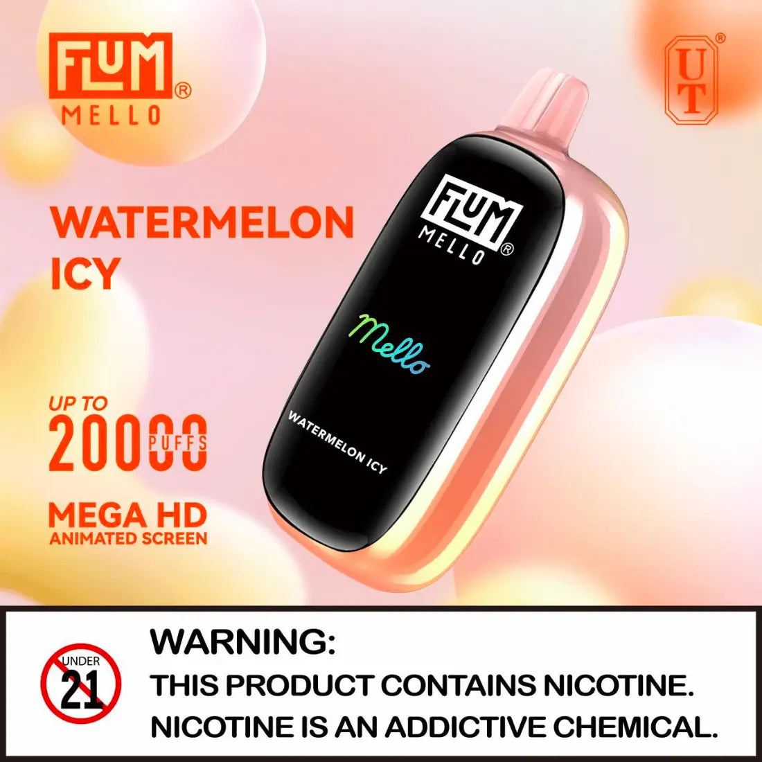 Flum Mello Watermelon Icy | Mega HD Screen | 20000 Puffs