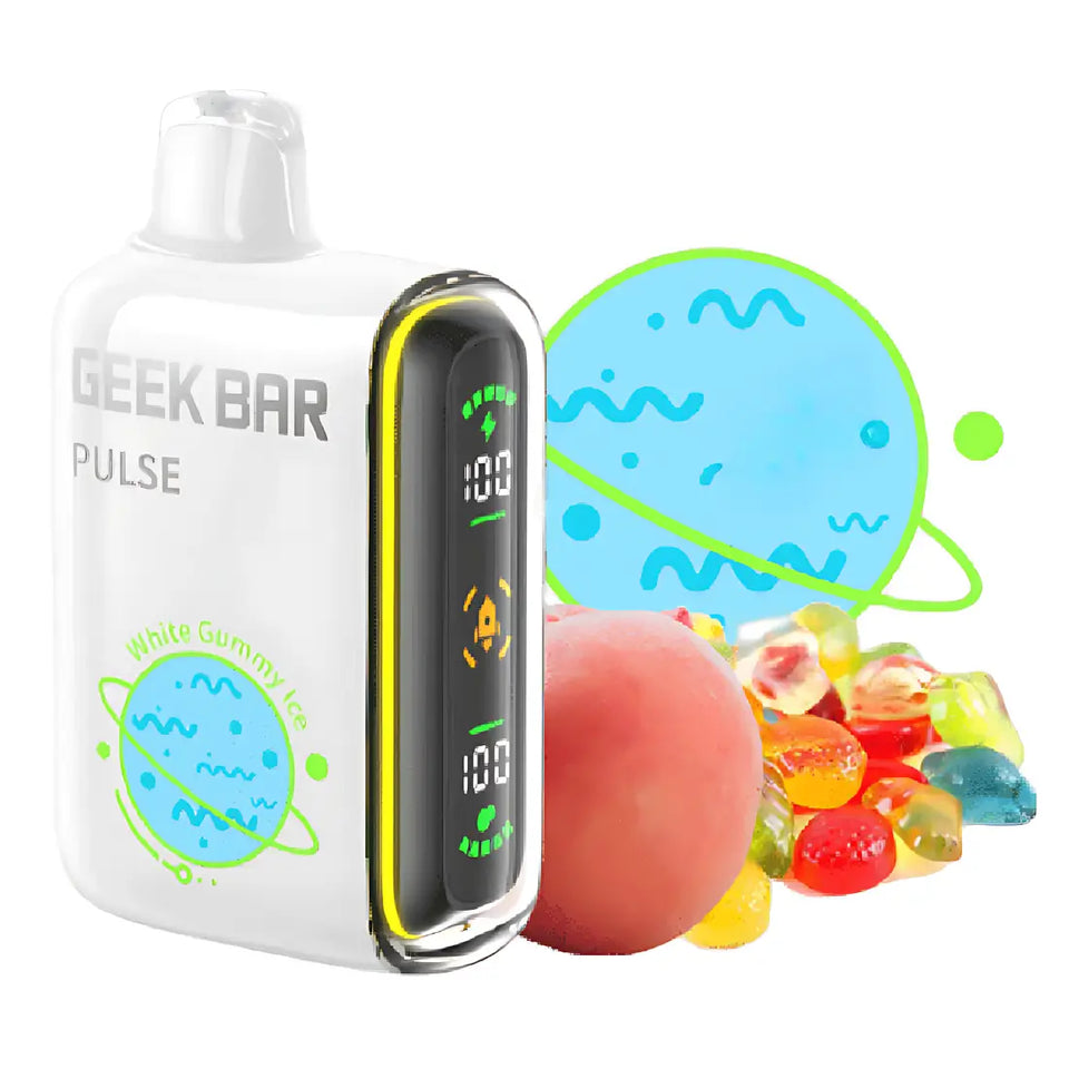 White Gummy Ice Geek Bar Pulse Vape | $12.99 | Dual Mesh Coil White Gummy Ice Geek Bar Pulse Vape | $12.99 | Dual Mesh Coil