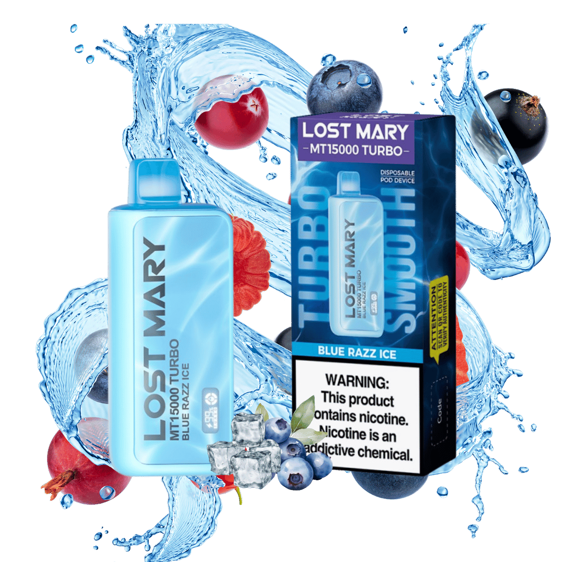 Lost Mary MT15000 Turbo Blue Razz Ice - $15.99 Lost Mary MT15000 Turbo Blue Razz Ice - $15.99