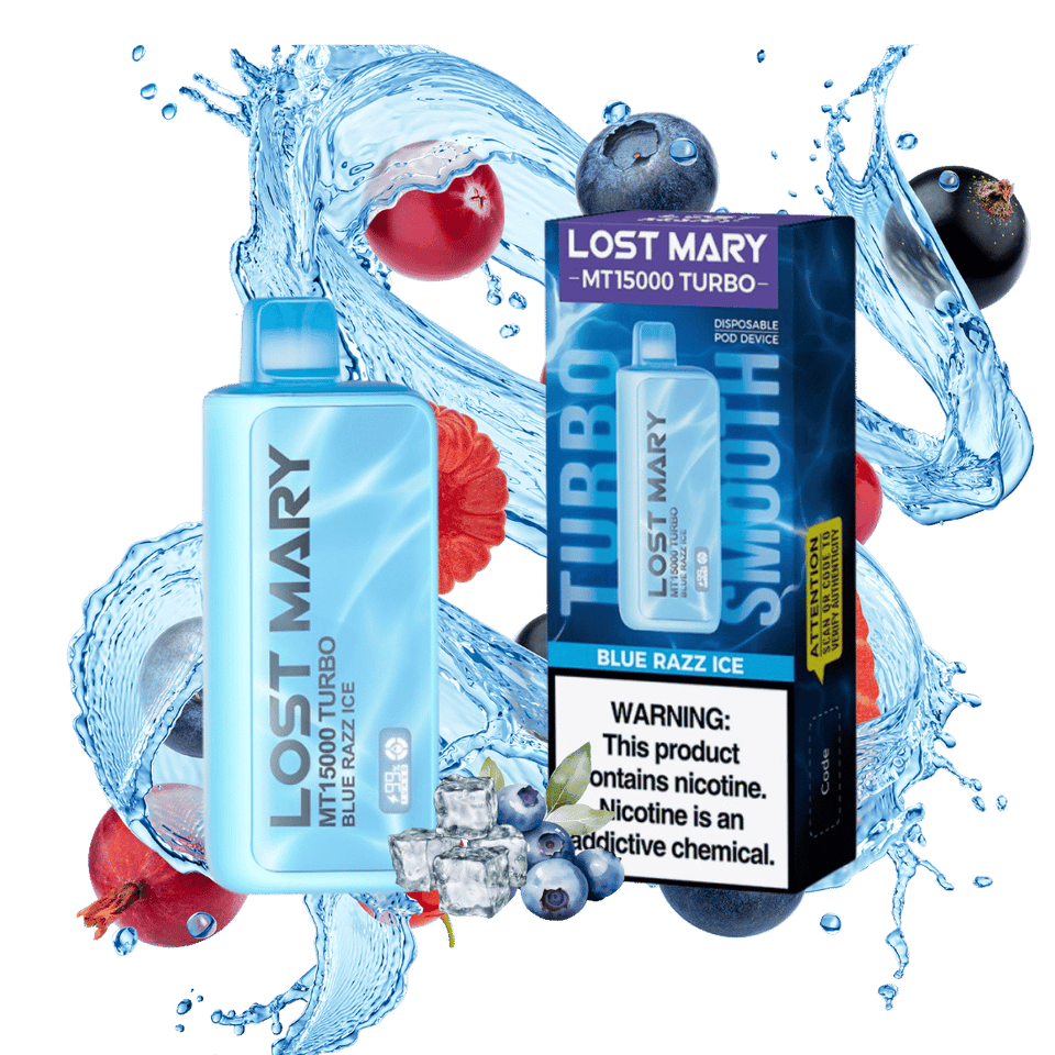 Lost Mary MT15000 Turbo Blue Razz Ice - $15.99 Lost Mary MT15000 Turbo Blue Razz Ice - $15.99