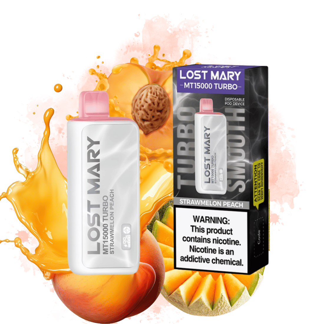 Lost Mary MT15000 Turbo Strawmelon Peach - $15.99 Lost Mary MT15000 Turbo Strawmelon Peach - $15.99