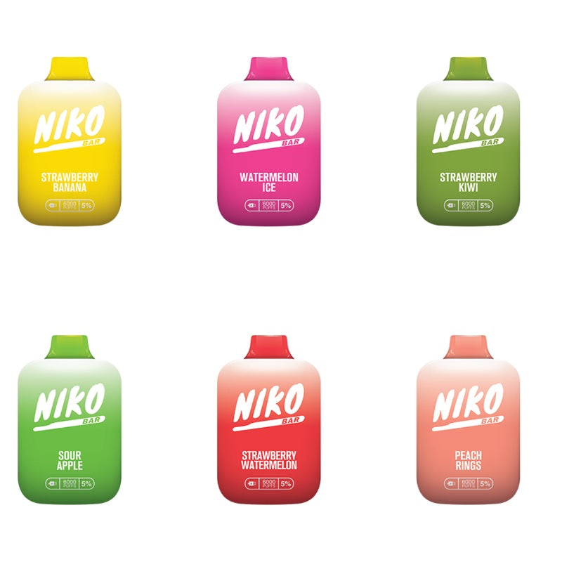 Niko Bar Vape | 6000 Puffs | 5% Nicotine | $12.99 Niko Bar Vape | 6000 Puffs | 5% Nicotine | $12.99