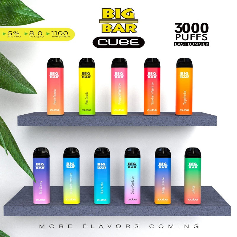 Big Bar Cube | 3000 Puffs | 8ML | 5% Nicotine | $8.50 Big Bar Cube | 3000 Puffs | 8ML | 5% Nicotine | $8.50