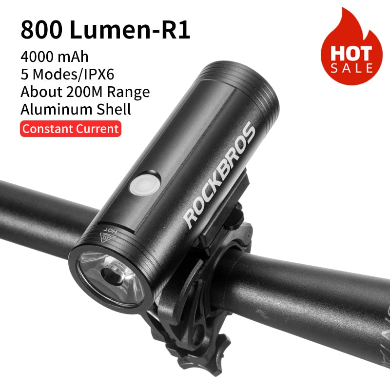 ROCKBROS Bike Light Rainproof USB Rechargeable LED 2000mAh MTB Front Lamp Headlight Aluminum Ultralight Flashlight Bicycle Light