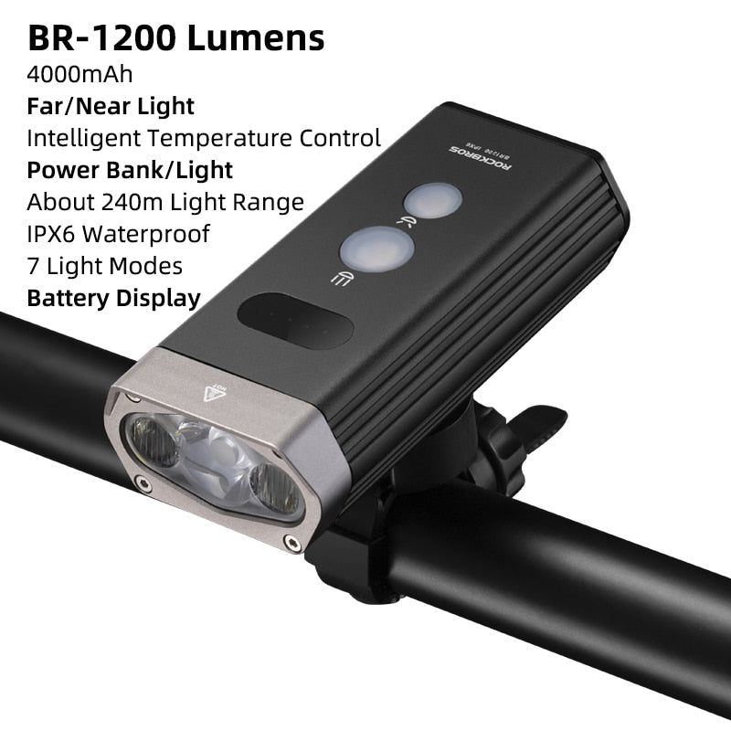 ROCKBROS Bike Light Rainproof USB Rechargeable LED 2000mAh MTB Front Lamp Headlight Aluminum Ultralight Flashlight Bicycle Light