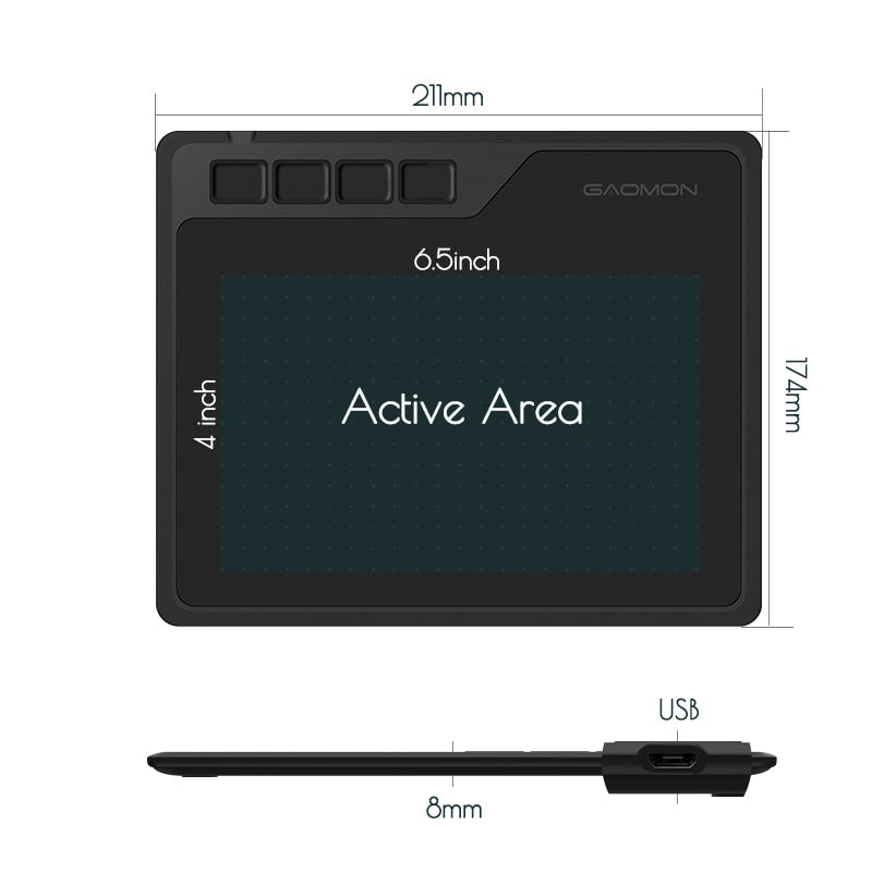GAOMON S620 6.5 x 4 Inches 8192 Level Battery-Free Pen Support Android Windows Mac Digital Graphic Tablet for Drawing & Game OSU