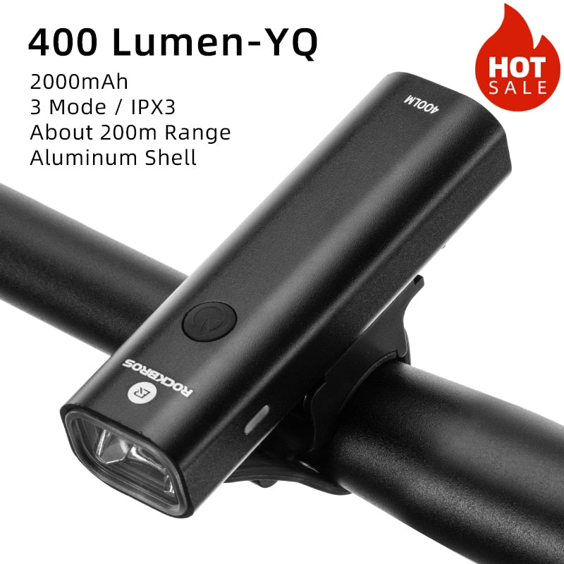 ROCKBROS Bike Light Rainproof USB Rechargeable LED 2000mAh MTB Front Lamp Headlight Aluminum Ultralight Flashlight Bicycle Light