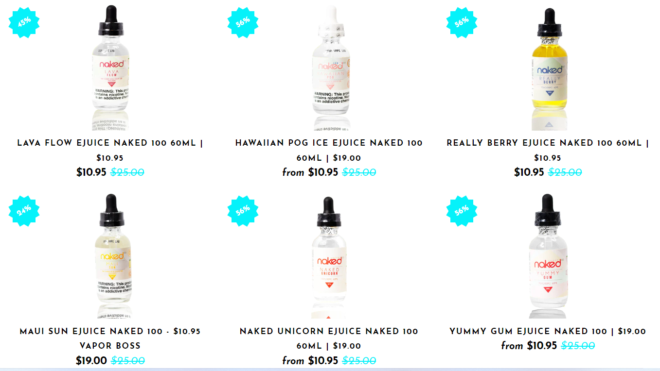 Naked 100 e-Juice - 4 % Nicotine Strengths